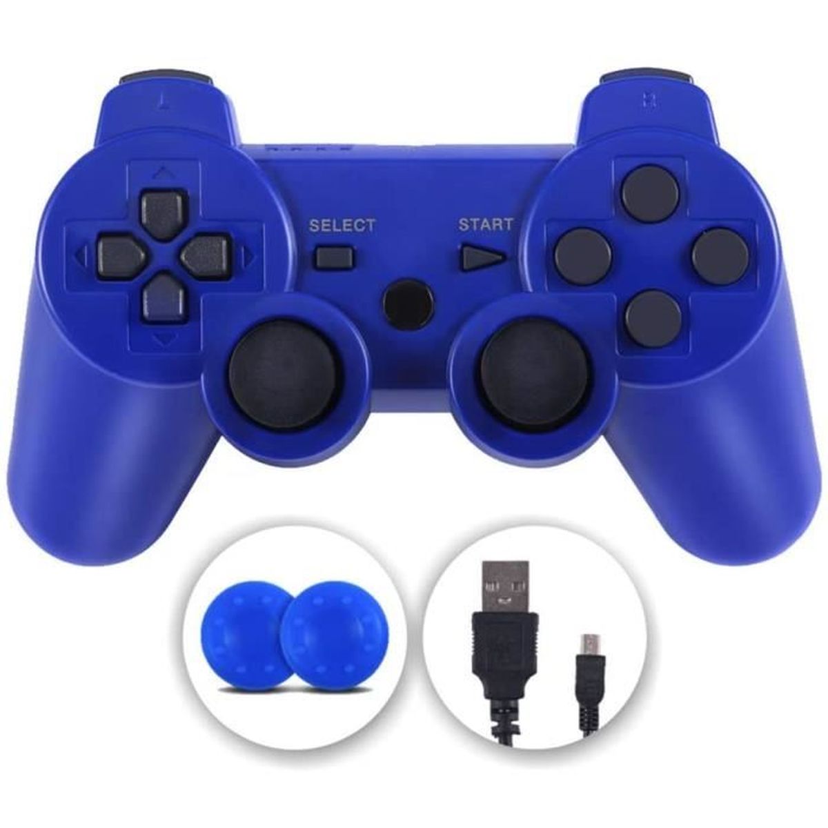 PS3 sans fil pour PS3 Double Shock 6 axes Bluetooth Gamepad Joystick avec câble de