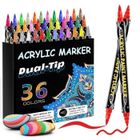 BIGILANTUH 36 Pcs Feutre Acrylique Peinture stylo - Acrylic Paint Marker pour Bois, Toile, Verre, Céramique - Marqueur Peinture Acrylique à