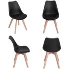 H.J WEDOO HJ Lot de 4 Chaises design contemporain nordique scandinave -Tulipe Chaises- pieds en bois de hêtre massif - Noir