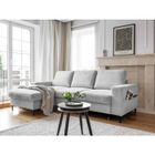 BESTMOBILIER Lilly - Canapé d'angle gauche - 4 places - convertible avec coffre - en velours côtelé - Gris clair