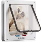 SAILNOVO 23.5 x 25 x 5.4cm Chatière pour Chat magnétique, verrou Rotatif à 4 Voies, Chatière Silencieux en Feutrine pour Chat Chien -Blanc