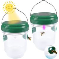  Lot de 2 pièges Frelon Asiatique Solaires Suspendus Avec Lumière LED, piège à mouches réutilisable  pour l'extérieur et l'intérieur