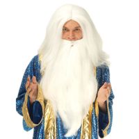 Perruque sorcier avec barbe homme - Harry Potter - Accessoire de déguisement - Blanc - Adulte - Taille Unique