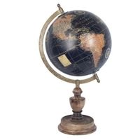 Globe Terrestre Décoratif - Pied en Bois - Modèle 4 - Marron - Intérieur