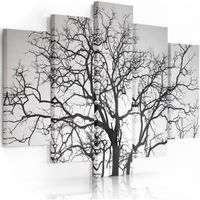 Tableau Murale 5 Panneaux arbre nature 150x100 cm Impression sur Toile Artistique Photographie Noir et blanc pour la Maison