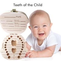Drfeify Boîte à dents de bébé en bois peint - Boîte pour dents de lait avec support en bois - Cadeau de naissance et mémorial