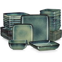 Service de Table 32 Pièces, vancasso Assiette, Série STERN-G Argile de poterie émaillée au four - Vert