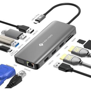 HUB Hub USB C avec 2 HDMI 4K, Station d'accueil 11 Por