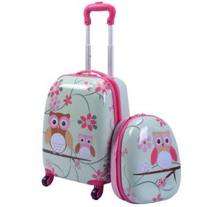 Set de Bagage Enfant Valise Trolley /à roulettes et Sac /à Dos pour Enfants Bagage /à Main Imprim/é de LHibou