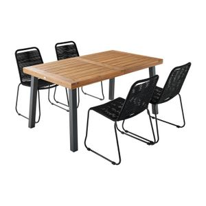 Ensemble table et chaise de jardin Table intérieur / extérieur Santana en bois et mét