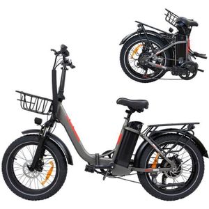 VÉLO ASSISTANCE ÉLEC Vélo électrique - Vélo de ville pliable - 48V 500W 16AH - Shimano 7 vitesses - Frein mécanique - Avec clignotant - Gris