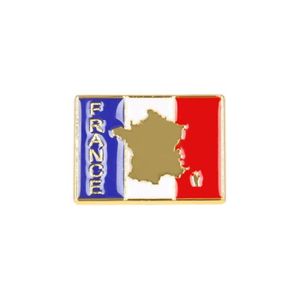 BADGES - PIN'S Pin's drapeau Français avec carte de France dorée - Voyage - Belle qualité de finition - Epingle - Broche - Badge - FRANCE PATRIOTE