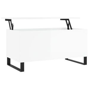 TABLE BASSE Table basse blanche brillante 90x44,5x45 cm en boi