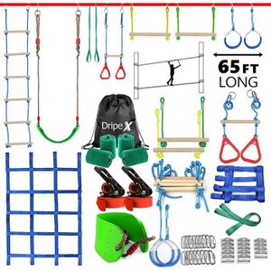 KIT DE JONGLERIE Slackline Kit Dripex Ninja 2X 65ft/20M - Motricité et Jeux d'Obstacle pour Enfant et Adulte