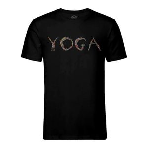 T-SHIRT T-shirt Homme Col Rond Noir Yoga Billes de Couleur