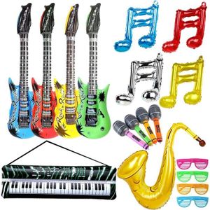 INSTRUMENT DE MUSIQUE 18 Pcs Props Instruments De Musique Gonflable Pour Enfants, Accessoires Gonflables De Partie De Paquet, Guitare Gonflable Mic[J6087]