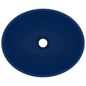 LAVABO - VASQUE Lavabo ovale de luxe Bleu foncé mat 40x33 cm Céramique - ZERODIS
