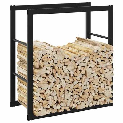 Étagère à Bois Porte Range Bûche De Cheminée Demi-rond En Acier Noir 55x21x94 Cm 6698d2ac176934daaaa77a85