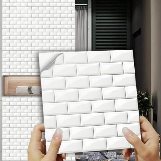 100 Stickers Carrelage Vinyle Blanc 15x15 Cm – Autocollants Étanches Pour Salle De Bain Et Cuisine – Adhésif Puissant - 4