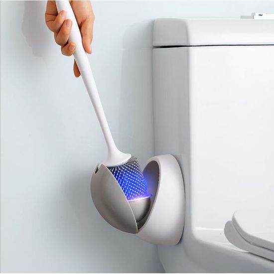 Brosse WC en silicone, brosse WC en silicone avec support à séchage rapide, brosse  WC