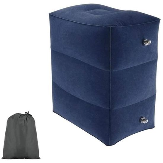 Repose-pieds Gonflable Voyage | Coussin Ajustable En Hauteur Pour Avion, Bureau, Maison - Noir, ~48x42x26 Cm - 10