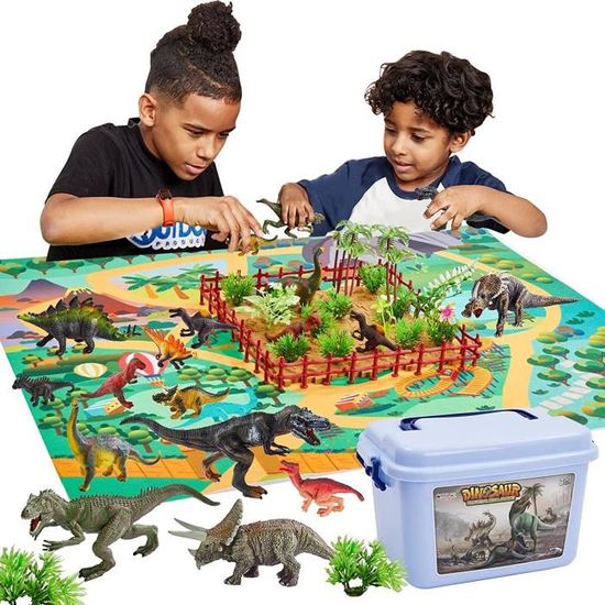 58 pcs dinosaure enfant jouet avec tapis de jeu dactivité - ensemble de figurine dinosaures animaux realiste - cadeau pour ga 312