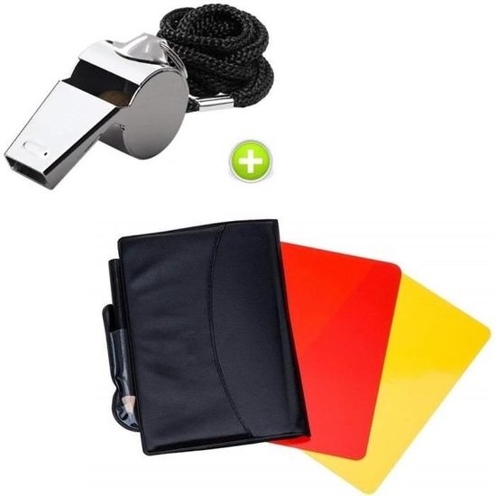 Sifflet En Métal Avec Sports Arbitre Rouge Et Jaune Lot De Cartes