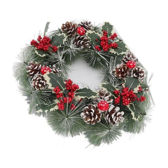 Qiilu Guirlande de Noël Réaliste pour Décorations de Porte d'Entrée