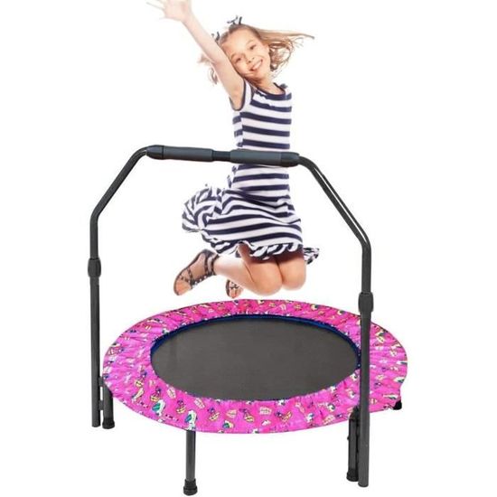 Trampoline Enfant Pliable Avec Poignée Mousse - Trampoline D'Exercice Intérieur Extérieur - Housse Rembourrée Pour Sécurité