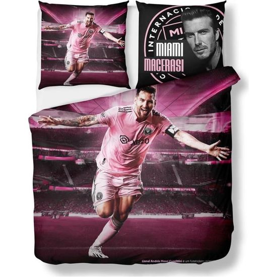 Miami Housse De Couette Foot Parure De Lit Pink avec Fermeture Éclair