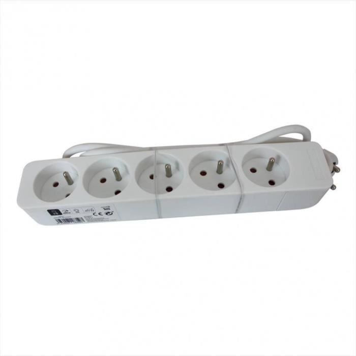 Multiprise Electrique Sans Fil - 5 Prises - Blanc - Garantie 1 Mois
