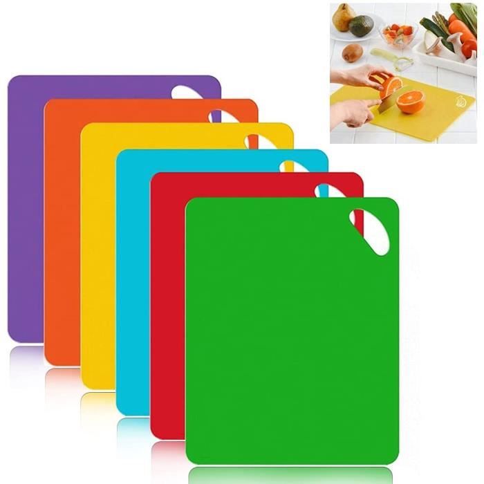 Set De 5 Planches à Découper Plastique Anti-Glissantes - Sans BPA - Colorées Pour Viande, Légumes, Fruits...