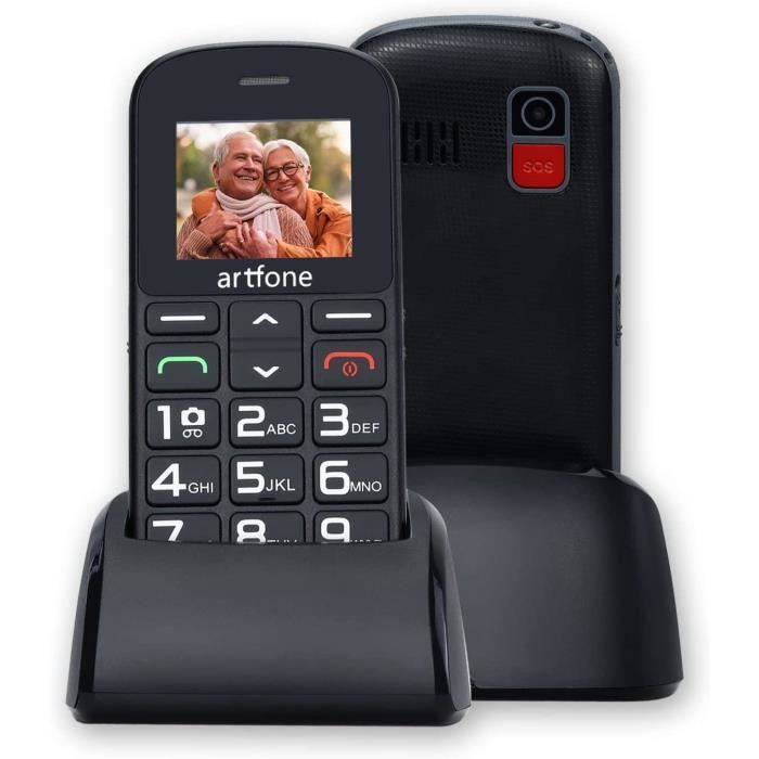 Artfone GSM téléphone Senior Portable Débloqué avec Grandes Touches, Bouton SOS, 1400mAh Batterie