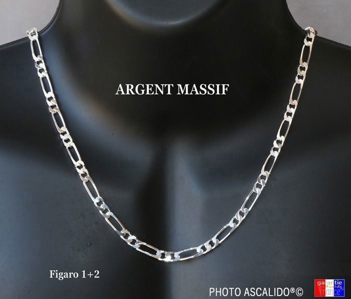 Chaine argent homme: collier en maille grain de café pour homme en argent 925 massif large 9mm et longue de 55cm avec boite à offrir