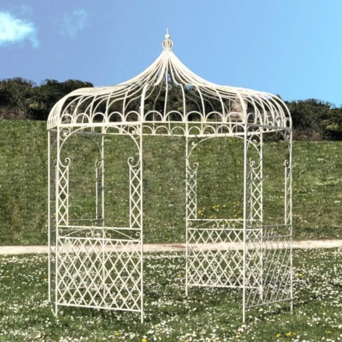 Tonnelle Pergola Gloriette en Fer de Jardin Ronde Blanche ø250 cm - 14302-Pergola