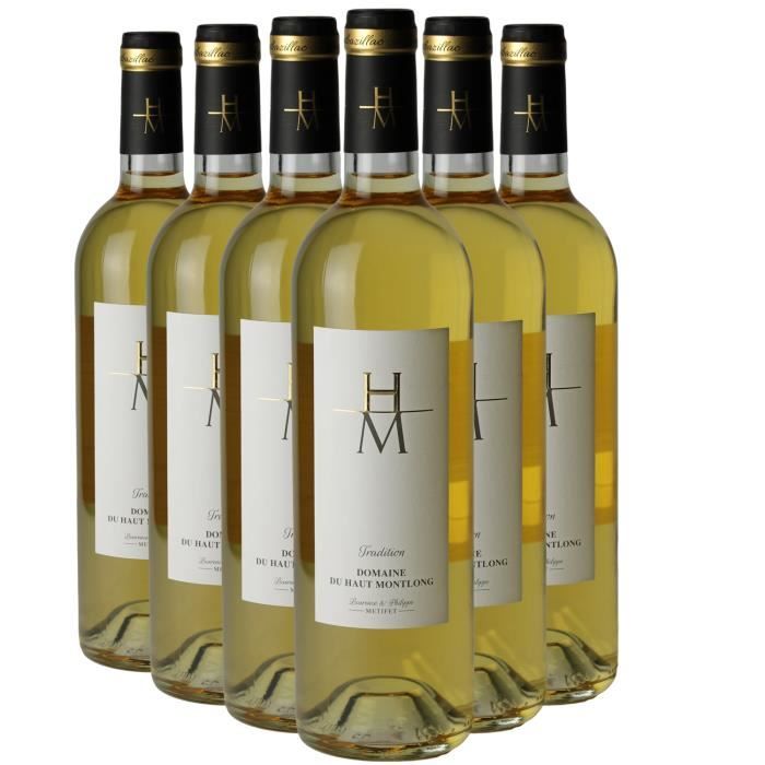 Monbazillac Tradition Blanc 2020 - Lot de 6x75cl - Domaine du Haut-Montlong - Vin Doux AOC Blanc de Bordeaux - Cépage Sémillon