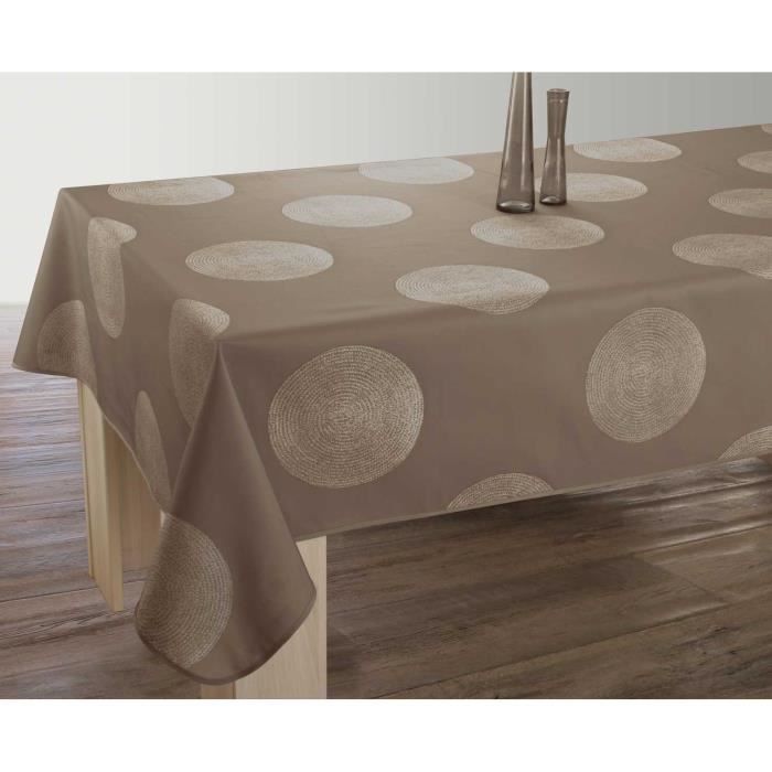 Nappe anti-taches Rectangulaire 150x300 cm - Cercles taupe
