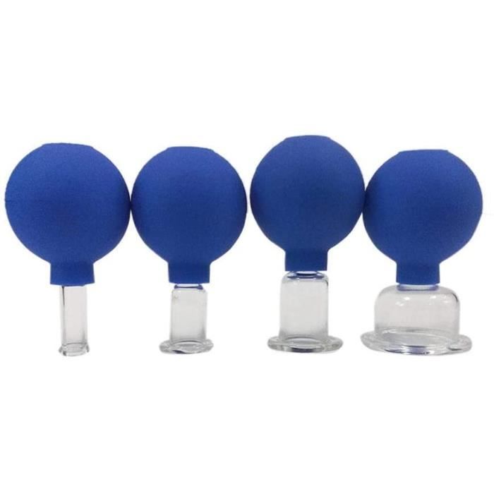 Cupping Cups 4pcs, Set De Ventouse en Verre pour Massage Professionnel Thérapie Ventouses avec Poignée De Pompage, Soulager Douleur