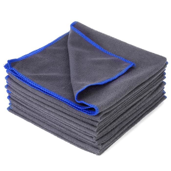 10x Serviette nettoyant chiffon nettoyage voiture meuble maison vitre 22 Gram 40x 40 cm Gris