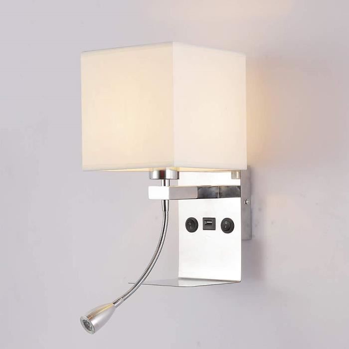 APPLIQUE DINTERIEUR Konesky Applique de Chevet Flexible LED Applique Murale Liseuse Chambre Bras Oscillant Titulaire E27 Veil1049