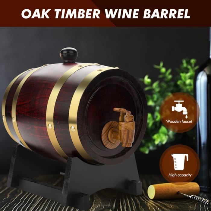 Dioche baril de bière Tonneau de vin en bois de chêne vintage de 1,5 L pour bière Whisky Rum Port