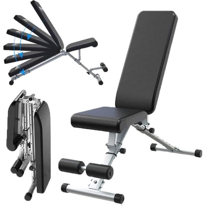 Banc Musculation Pliable LEEYY - Tabouret Haltère Ajustable, Multifonction Sit-up Fitness, Charge 300kg