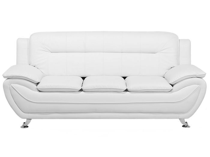 Beliani - Canapé 3 places en simili-cuir blanc LEIRA