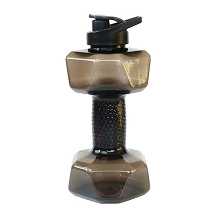Grande Capacité PETG Écologique Tasse Haltère Forme Bouteilles D'eau Potable Barbell Corps de Bouilloire Formation 1500ml noir