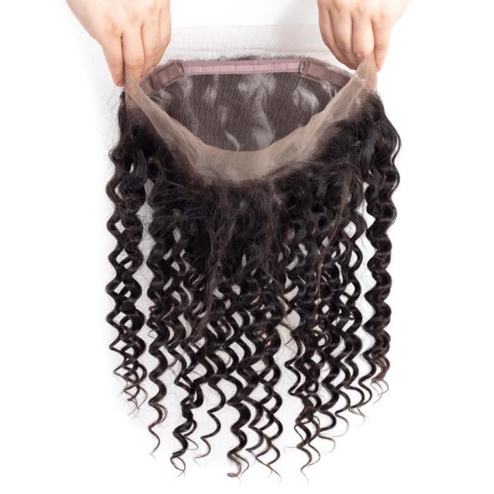 14-Vague profonde 360 dentelle frontale fermeture brésilienne cheveux humains lace frontal closure