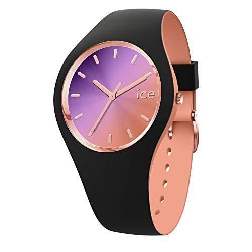 Ice Watch Ice Duo Chic Black Purple Montre Noire pour Femme avec Bracelet en Silicone 016982 (Medium)