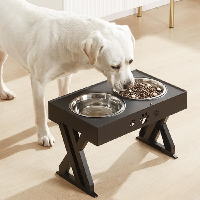 2 Gamelle inoxydable surélevés réglables Convient aux chiens de différentes tailles Gris