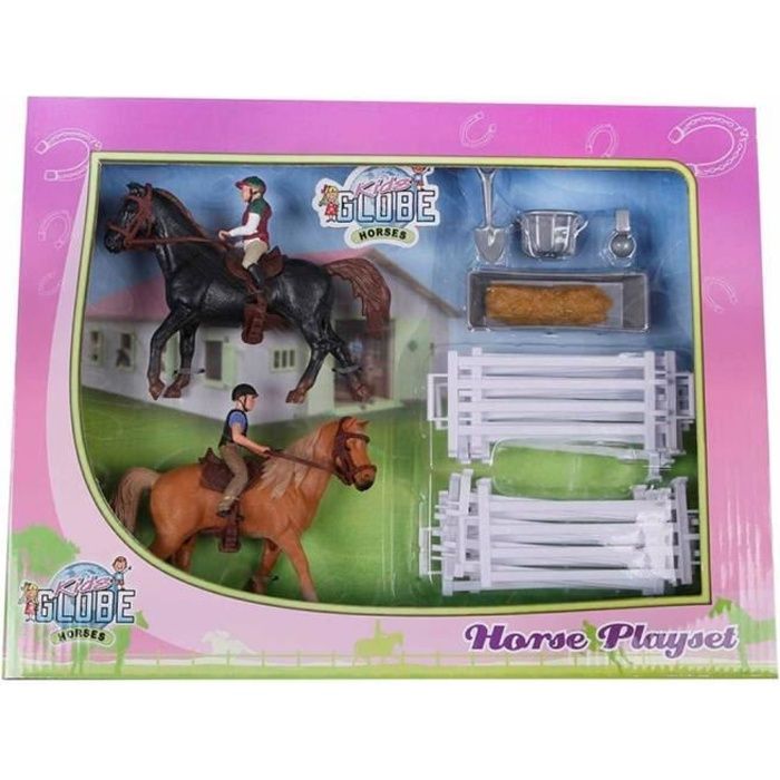 Kids Globe Jouet 2 chevaux et cavaliers Taille 1:24 Plastique 640072