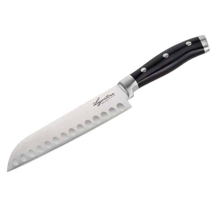 Lagostina K0470614 Couteau Santoku Lame alvéolée 18 cm