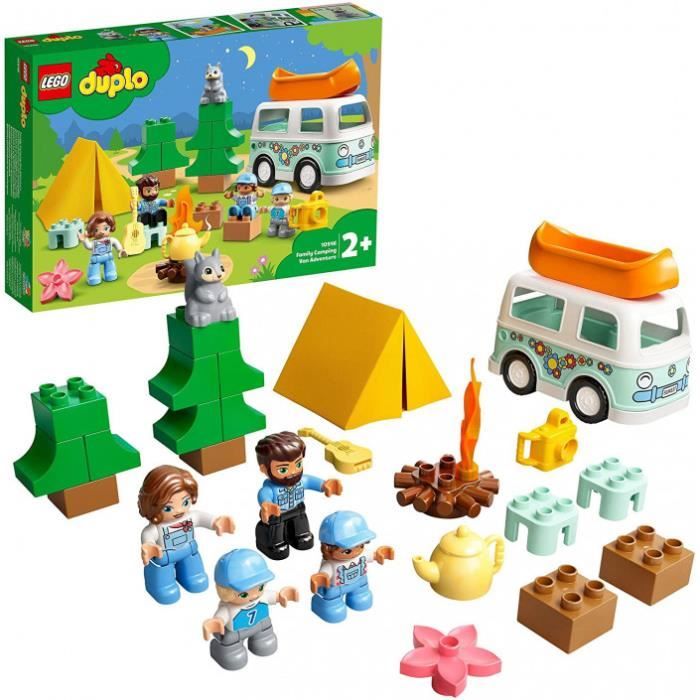 10946 duplo town aventures en camping-car en famille jouet enfant 2+ ans, set éducatif